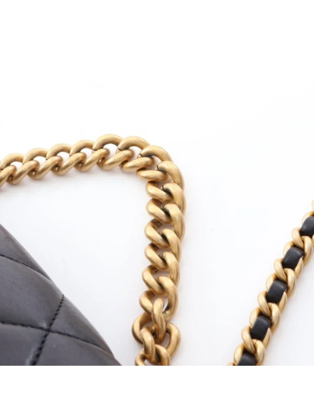Chanel Shoulder Bag Quilted Black Lambskin 2-Way Chain